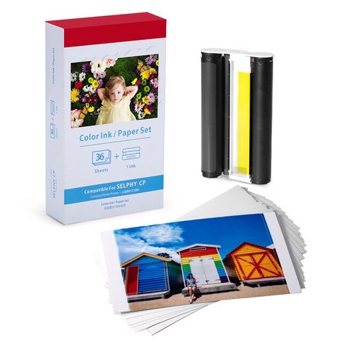3 색 잉크 및 108 광택 포토 용지 호환 Canon Selphy CP1300 CP1200 CP910 CP900 포토 프린터 KP-108IN KP-, 04 1 Ink 36 Papers