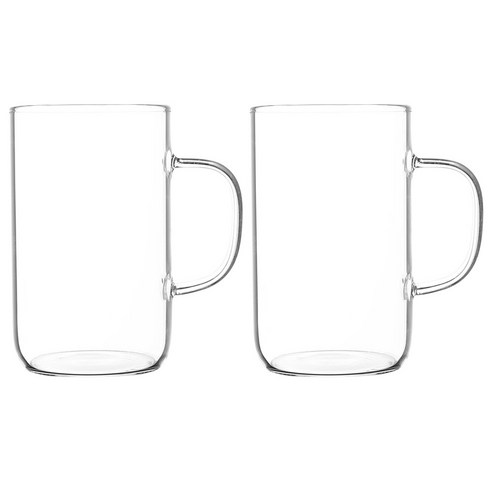 마카 홈카페 1+1 내열유리 머그컵 M17 530ml 세트, 투명, 2개