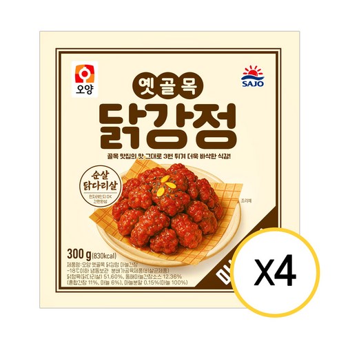 [사조오양] 옛골목 닭강정 마늘간장 300g, 4개, 300g