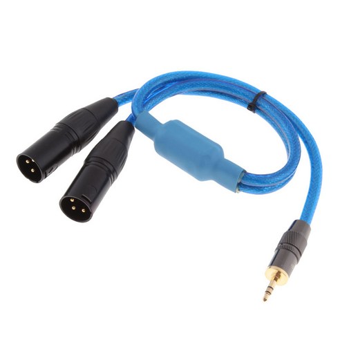 듀얼 XLR 남성 플러그 오디오 케이블에 3.5mm 1/8inch 잭 플러그, 0.5m, 구리, 블루