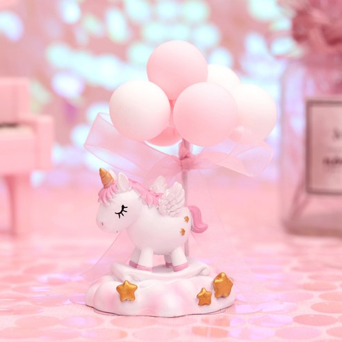 창의 뚜뚜 고양이 고백 풍선 생일 케이크 베이킹 장식품 선물 자동차 장식품 진열, 리본 고백 풍선 장식, 9520-2A 핑크 목마 유니콘