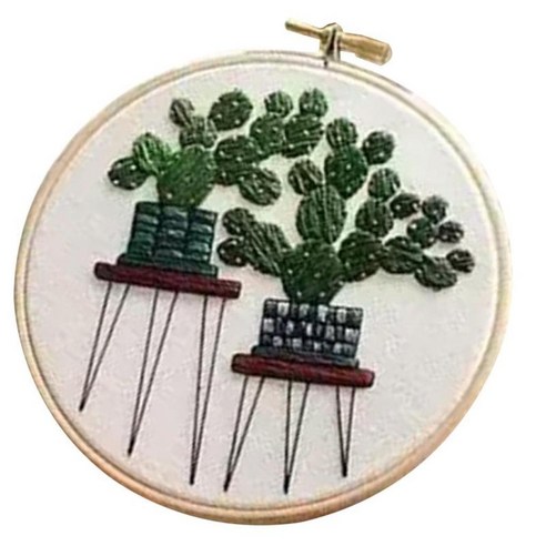 사전 인쇄된 DIY 자수 스타터 키트 식물 스탬프 크로스 스티치 아트 세트, EC007, {"사이즈":"30cm"}, {"수건소재":"코튼"}