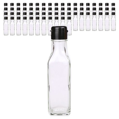 가인글로벌 사각기름병120FN 투명 유리병, 원터치캡(소) 블랙, 66개, 120ml