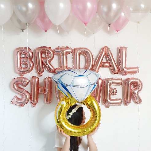 파티온 브라이덜샤워 풍선 SET(BRIDAL SHOWER+반지풍선+손펌프), 실버