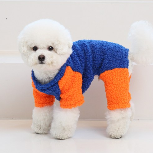 강아지옷 하트 비비 겨울 뽀글이 올인원(M~9XL) 중형견 대형견 옷, 블루