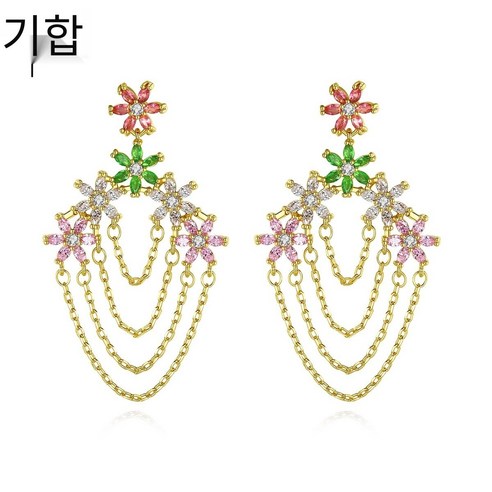 Jinse Xuezhen 귀걸이 Aliexpress 다채로운 지르콘 귀걸이 패션 술 우아한 여성 귀걸이 도매