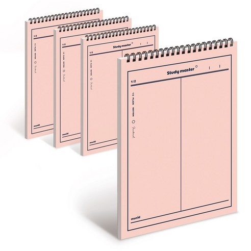 뮤니드 IS SPRING 세로 상철 2분할 노트, 오렌지, 4개
