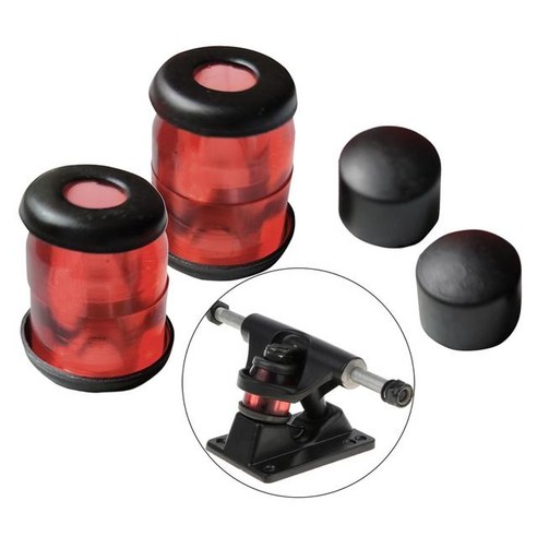 스케이트 보드 부싱 바퀴 고무 링 소프트 PU 트럭 실린더 액세서리 4 팩 15x15mm Express, Red Black