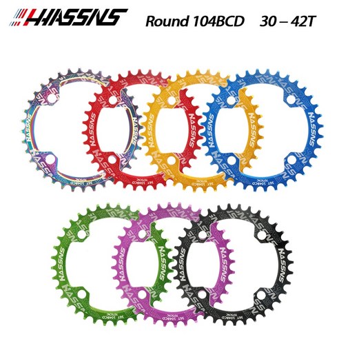 Chainwheel 좁은 로터 라운드 104BCD 치아 자전거 와이드 HASSNS Chainring 자전거 MTB 30323436384042T 타원형 Crankset 산악, 50)HA oval Black - 30T