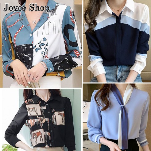 Joyce shop 오래달리기 여성 반팔 블라우스 쉬폰 셔츠 남방 여자 여름 프릴 오피스룩