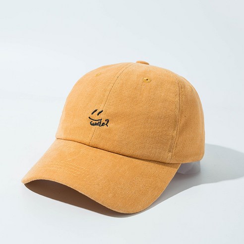 새로운 스타일 모자 한국식 야구 모자 유행 모든 일치 모자 봄과 여름 웃는 얼굴 태양 모자, 작은 눈 미소 얼굴 옐로우
