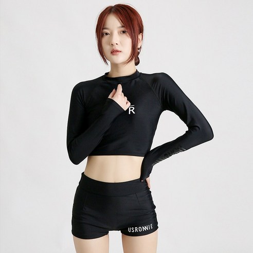 KORELAN 웨이선녀범 수영복녀 온천 자외선 차단 긴팔 날씬해 보이는 평각 보수 수영복