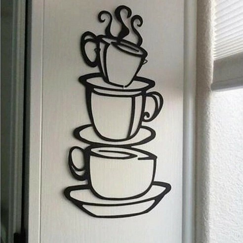 커피 스티커 벽 집 비닐 데칼 주방 컵 장식 카페 숍 이동식, 하나, 보여진 바와 같이