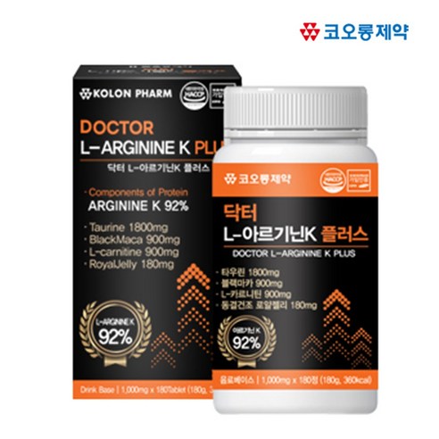 코오롱제약 닥터 L 아르기닌 1000mg, 180정, 1개