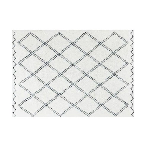 최소 검은 흰색 카펫 극세사 카페트, 격자-1, 80×120 cm(진한 모조 캐시미어)
