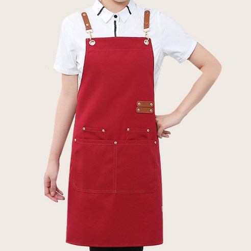 풀팟 다용도 바리스타 방수앞치마 1P 공방 주방 카페 미용실 베이커리 화실, 레드