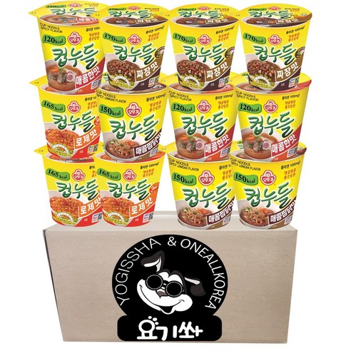 [요기쏴] 오뚜기 컵누들 4종 세트 (매콤한맛3+매콤찜닭맛3+로제맛3+짜장맛3), 1세트