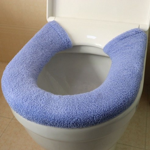 【변기 매트】두꺼운 범용 화장실 매트 버튼 화장실 커버 스퀘어 모양의 대형 플러시 화장실 커버 가정용 변기 쿠션, 하나, 라이트 블루