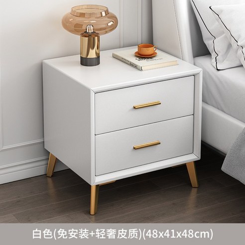 침대 옆 탁자 조명 럭셔리 심플 모던 침대 옆 침실 수납 캐비닛 작은 미니 협탁, 완제품, 04. 화이트 (골드)
