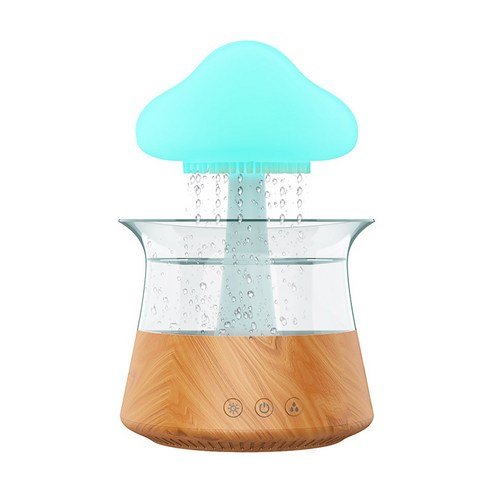 빗소리 가습기 비구름 물방울 비구름무드등 인테리어 USB 비내리는 구름, 우드 450ml