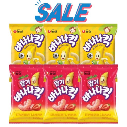 농심 딸기 바나나킥 60g 1개 + 바나나킥 75g 1개 (총2개) 봉지과자 신제품, 2세트, 135g