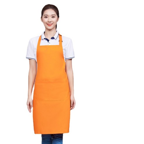 ANKRIC 순면 앞치마 가정용 주방 전용 더러움 방지 어깨끈 홀더앞치마 원피스앞치마, 오렌지