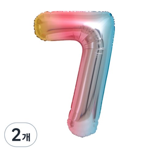 에스엠파티 2개입 100cm 대형 숫자풍선 7, 1개, 레인보우(2개입)