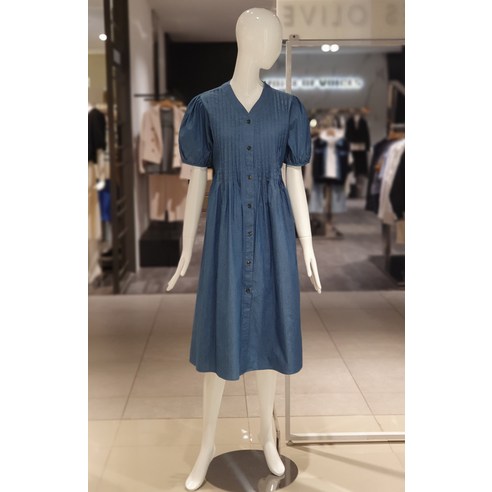 올리브데올리브 핀턱 셔링 데님 원피스 YJ3MO325(207967 )