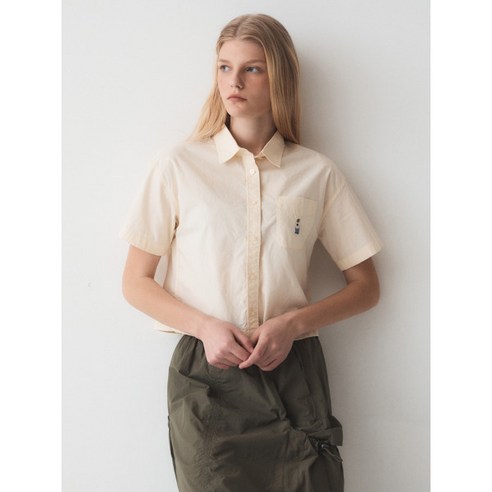 후아유 여성 Steve Crop Short Sleeve Shirts WHYWE2513F