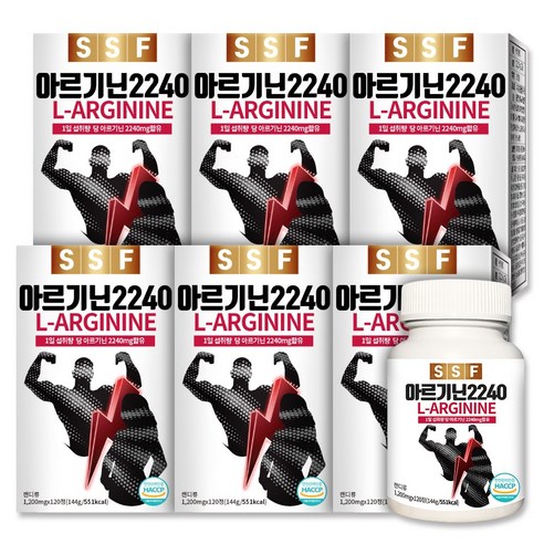 순수식품 고함량 L-아르기닌 2240 1200mg 120정 6개입, 6개
