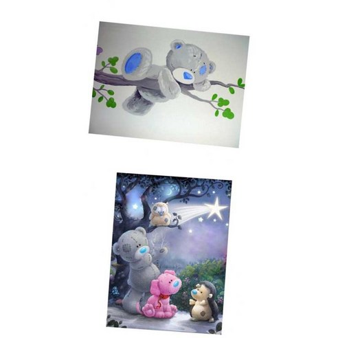 2PC 방 장식을위한 귀여운 만화 곰 5D 다이아몬드 그림 자수 공예, 혼합 색상, 설명, 설명
