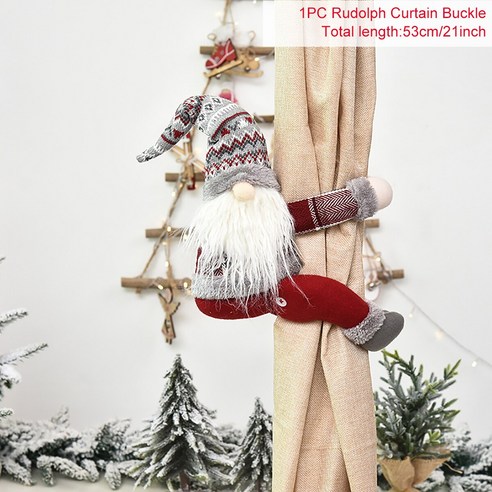 [ZL] 산타 클로스 엘크 크리스마스 커튼 장식 메리 크리스마스 장식 홈 크리스마스 장식품 선물 Navidad 2021 새해 복 많이 받으세요 2022, Curtain Decor 5, 하나
