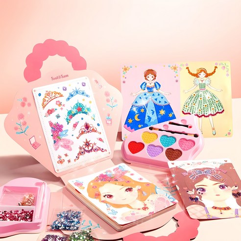 쏠앤샘 프린세스 메이크업 색칠놀이 스티커북 세트, 1개