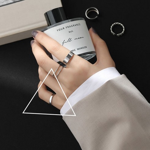 DIRUN 2022년 최신 모델 빈티지 오픈 집게손가락 925 순은 반지 여성 캐릭터 인즈팝 심플 반지