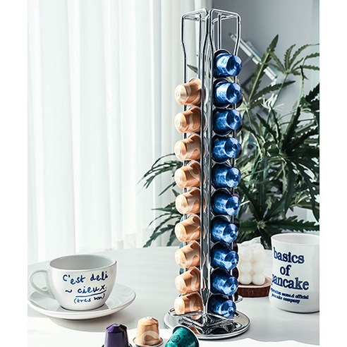 네스프레소 애호가의 꿈을 실현하는 회전식 커피 캡슐 보관함