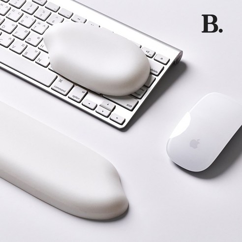 바림 모우모우 마우스 키보드 고급 팜레스트 말랑말랑 손목 받침대, 화이트 세트, 1개