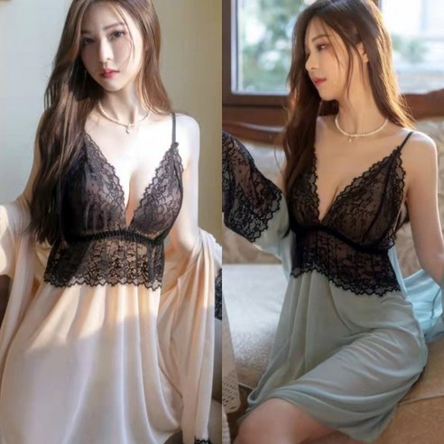 블랙 더블라인 레이스 원피스 슬립(사은품)