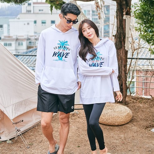 SOMMYBO 헤스티아 오버핏 후드 화이트 남여공용 래쉬가드
