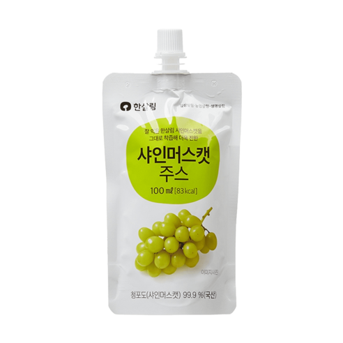 한살림 샤인머스캣 주스 샤인머스켓 착즙주스 100ml x 20개입, 샤인머스캣 주스 100ml x 20개, 20개, 1개