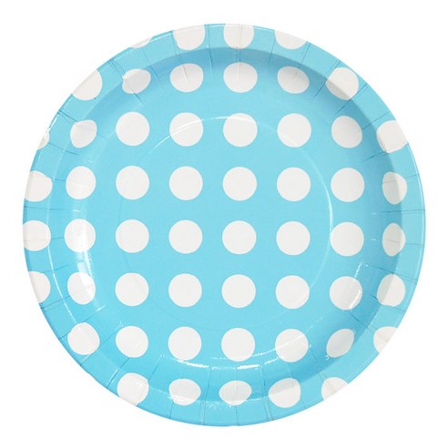 피플스파티 파티접시 도트무늬 23cm, 라이트블루, 1개, 18p