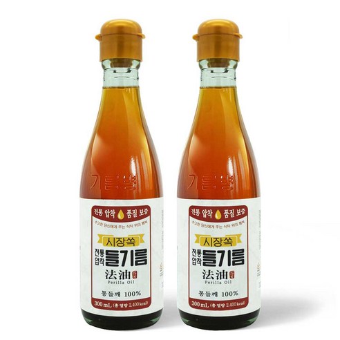 시장쏙 전통압착 들기름, 300ml, 2개