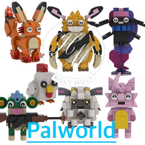 Palworld 팰월드 호환블럭 레고 블록 7종 전부 꼬꼬닭 파이호 일렉판다 도로롱 까부냥 몽지 몽마둥이