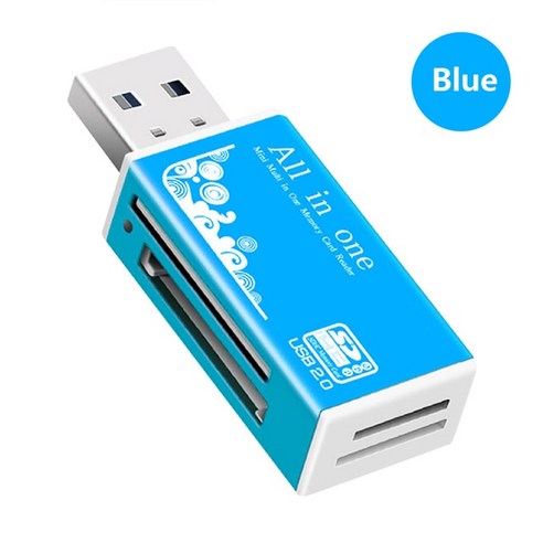 카드리더기USB 2.0 올인원 멀티 메모리 카드 리더 마이크로 SD/TF M2 MMC SDHC Duo, 03 파란