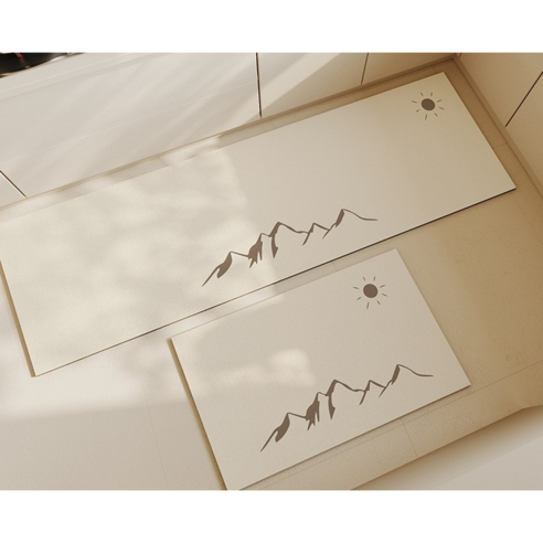 제이가 편안한 규조토 발 매트 주방(120*40cm) 및 욕실 매트(60*40cm) 1+1 세트, 산과태양, 아이보리, 2개
