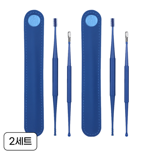 NEOMEN 말랑말랑 실리콘 귀이개, 2세트, 1개, 파랑