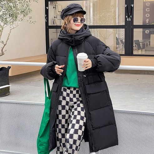 겨울 여성 패션 Drawstring 슬리밍 화이트 오리 후드 한국어 스타일 유행 중반 다운 재킷 유행