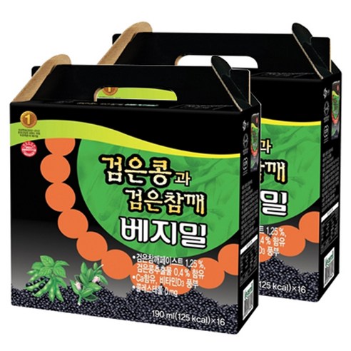 베지밀 검은콩과 검은참깨 두유, 190ml, 32개