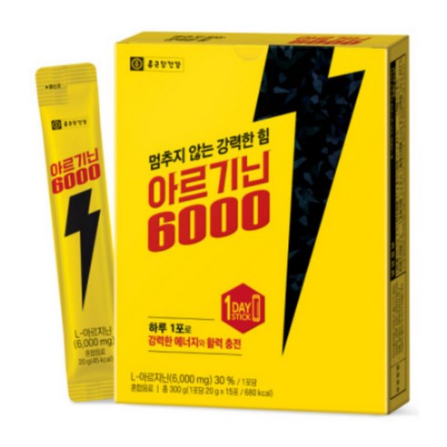 활력충전 종근당건강 아르기닌6000 액상스틱(20gX15포) 1박스, 300g, 1개