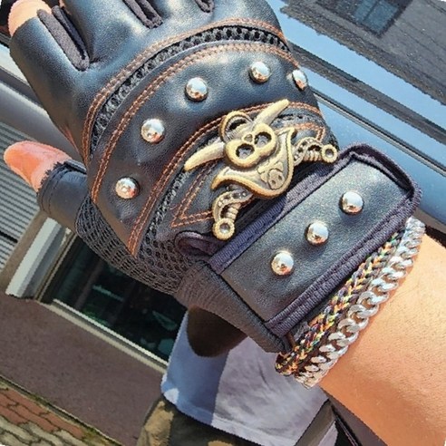 스컬 디자인 바이크 장갑 – 오토바이 동호회 라이딩용 핸들 그립, 1개, 상세페이지 참조