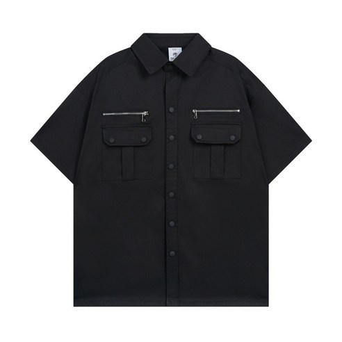 지디오 코쿠M 남성 반팔 셔츠 지퍼 똑딱이 단추 남방 오버핏 아우터 레이어드 셔츠자켓 남자반팔셔츠